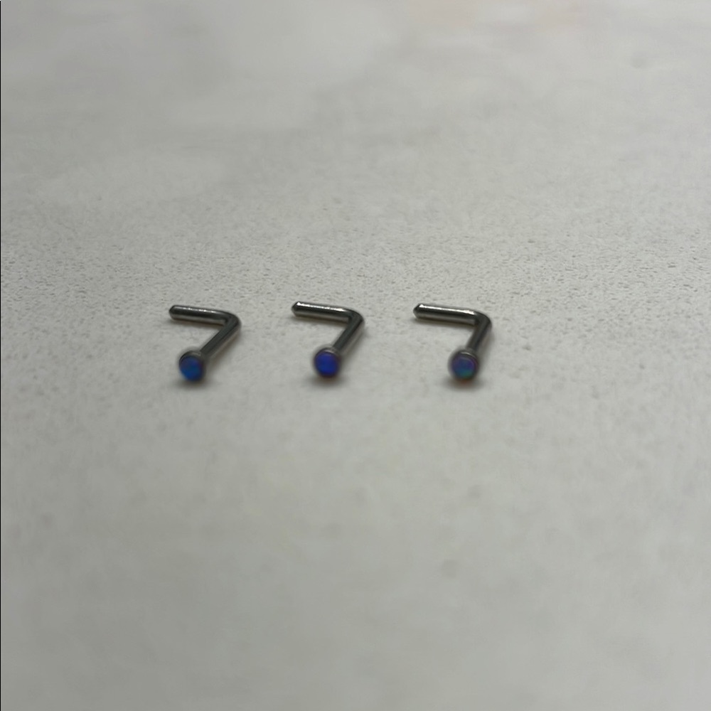 Silver and Blue Nose Studs